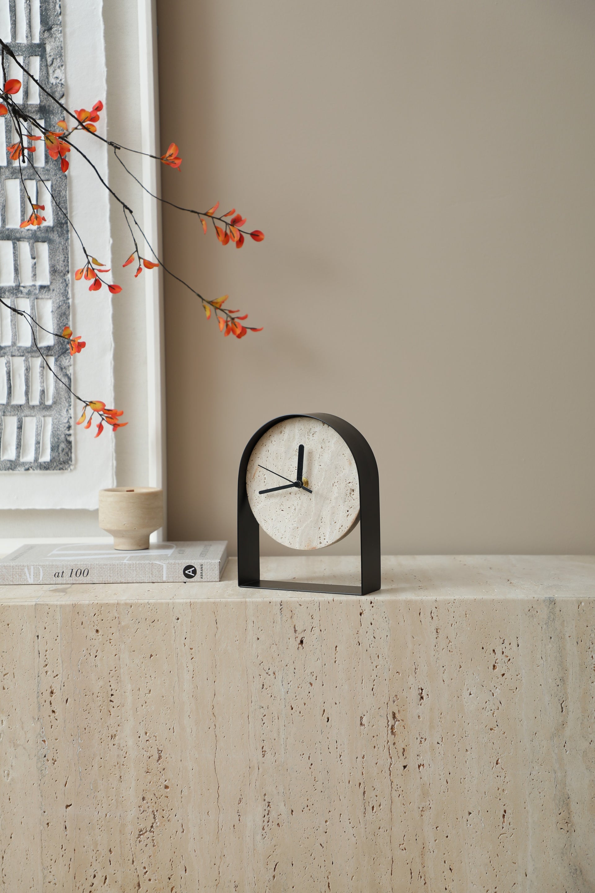 The Travertine Monolith Clock Home Decor