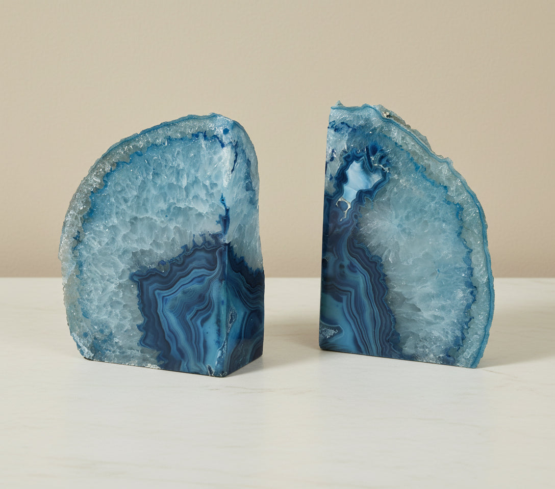 The Atlantean Blue Agate Bookend Home Decor