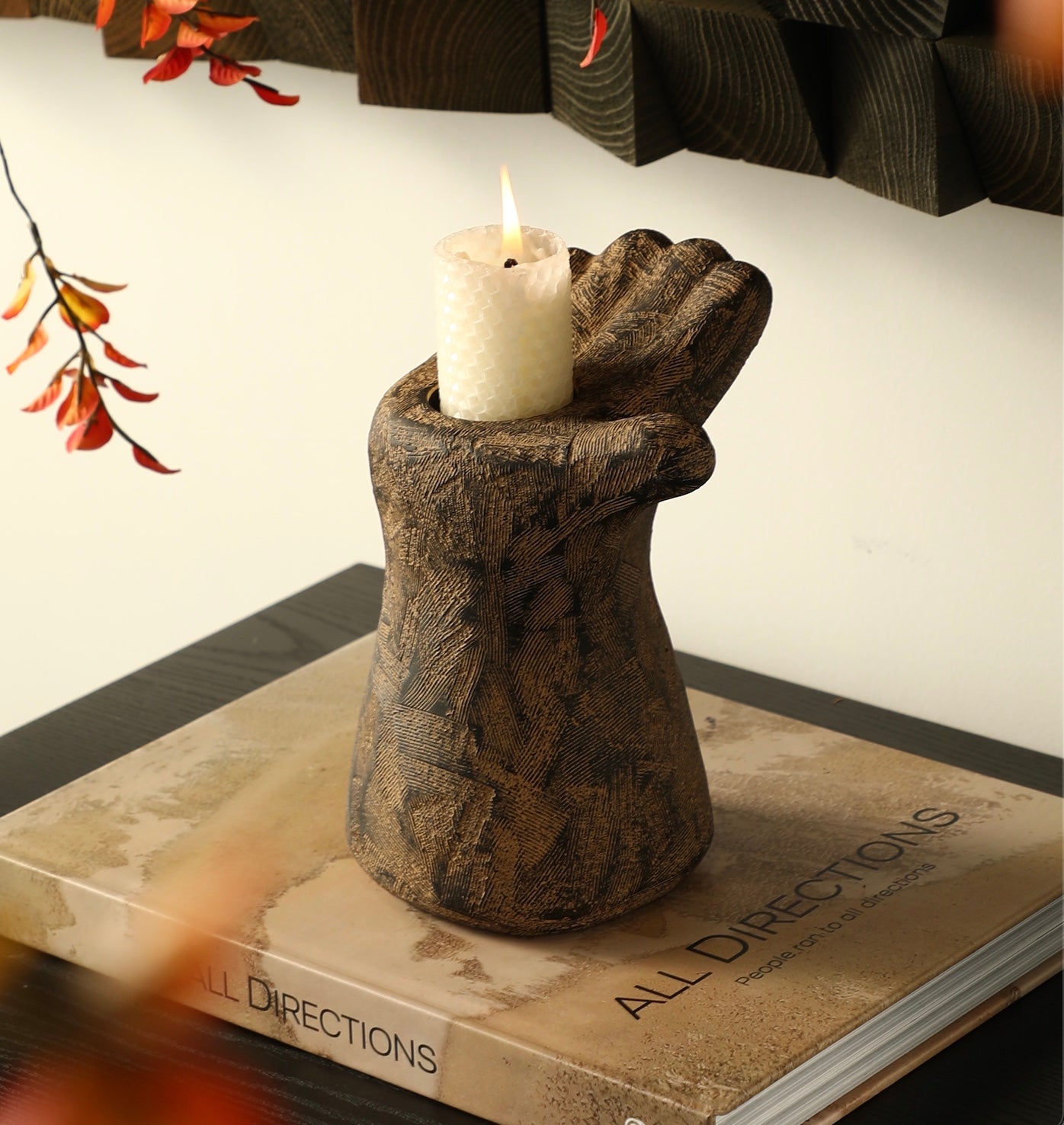 Palm Candle Holder Home Decor